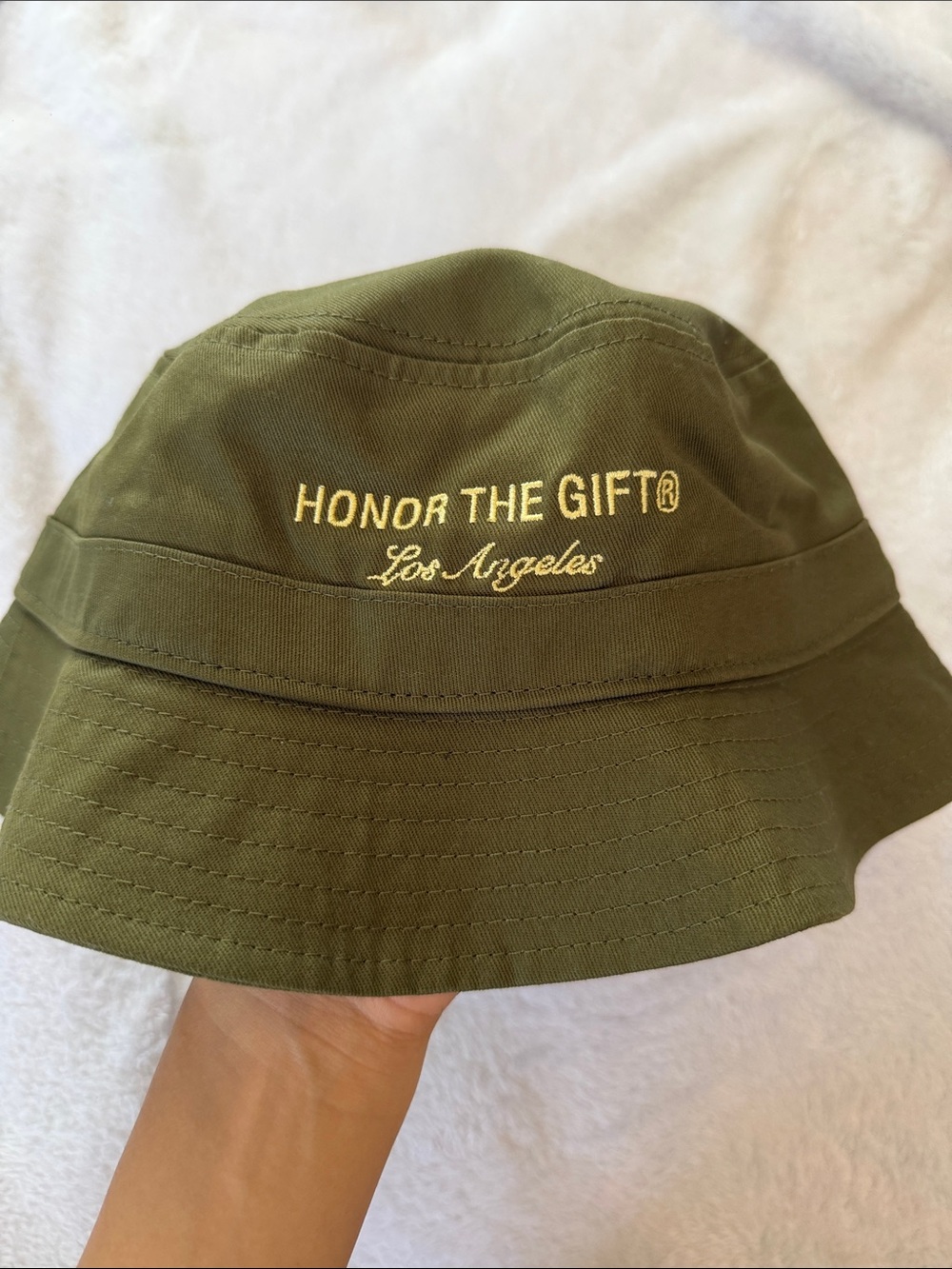 Honor The Gift Olive Green Bucket Hat - Los Angeles Embroidered